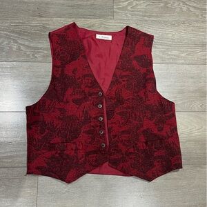 Le Chateau Burgundy Patterned Vest